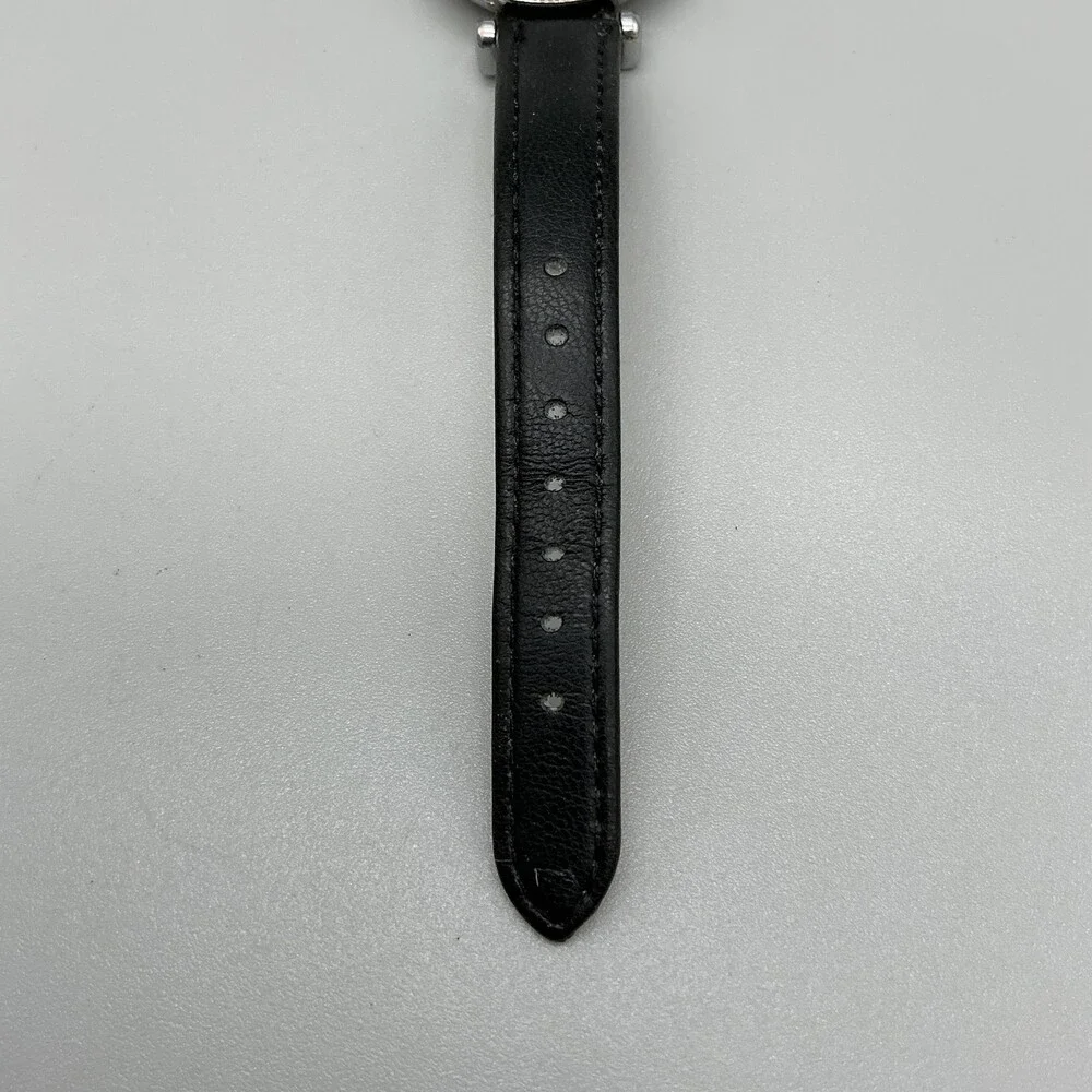 Jones New York 14986 Womens Watch 34mm Black Dial Leather Silver Tone New Batt